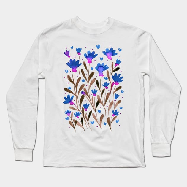 Forget me not flowers - blue and pink Long Sleeve T-Shirt by wackapacka